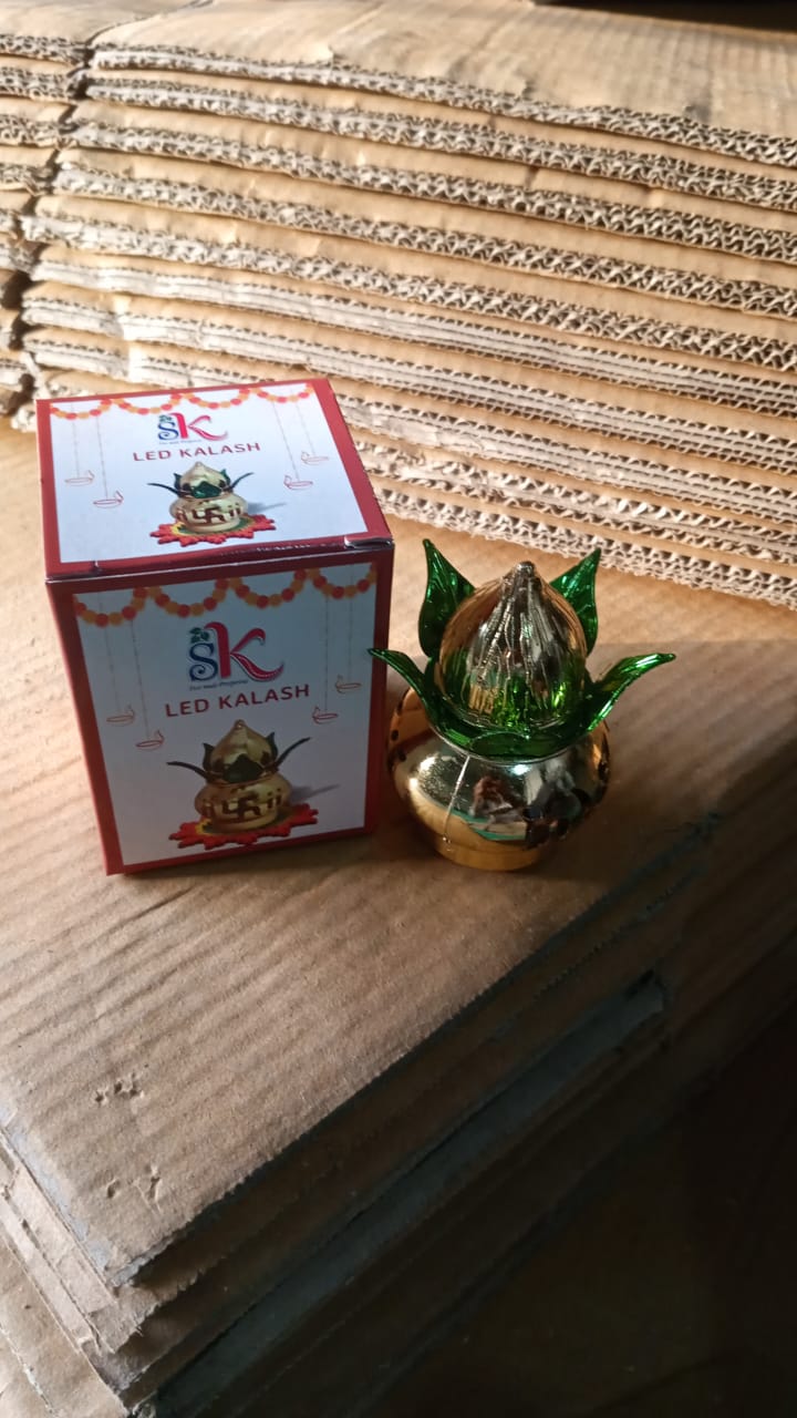 Gold Plated Eco Friendly LED Kalash for Pooja Mandir, Ganesh Ganesha (1 pc / Multicolor LED) Gold Plated Eco Friendly LED Kalash for Pooja Mandir, Ganesh Ganesha (1 pc / Multicolor LED)